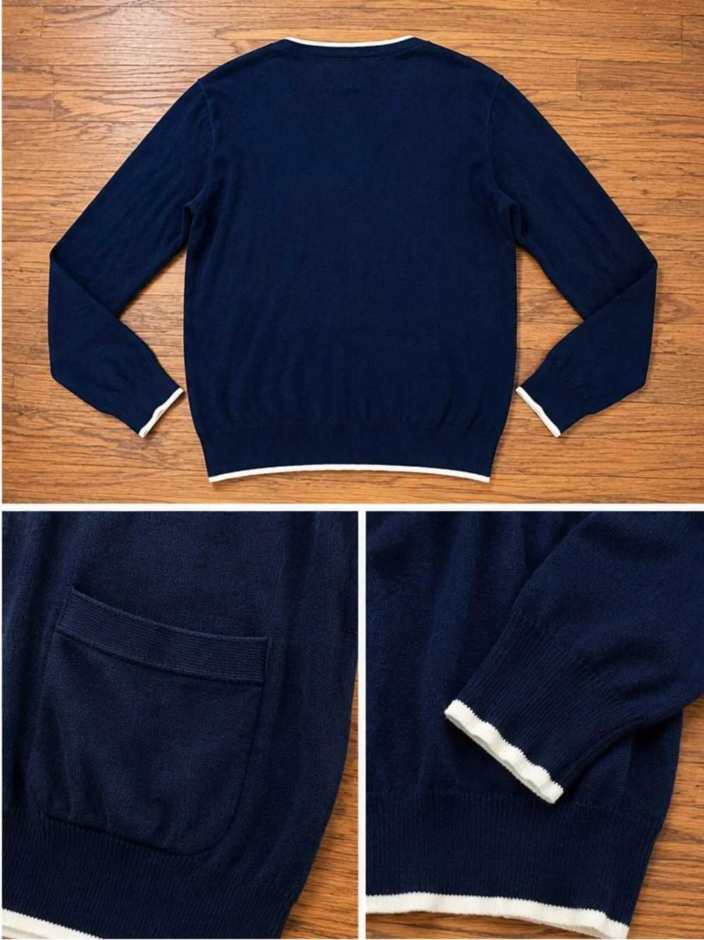 Vintage Polo Sport Ralph Lauren Navy Contrast Trim Cardigan - Picture 2 of 4